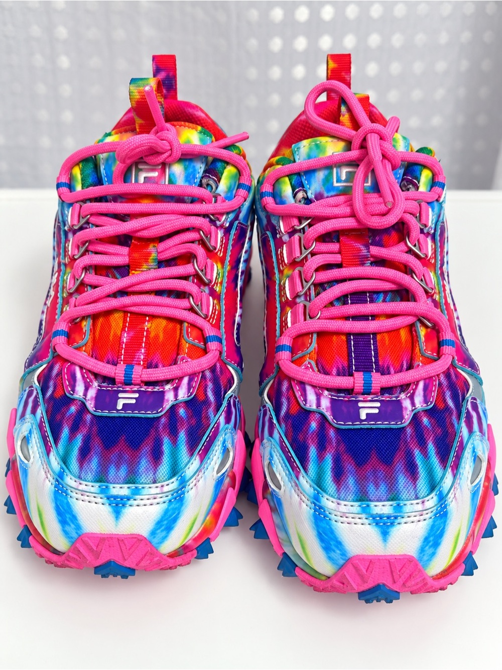 Fila Kids Tie-Dye Multicolor Sneakers with Pink Accents